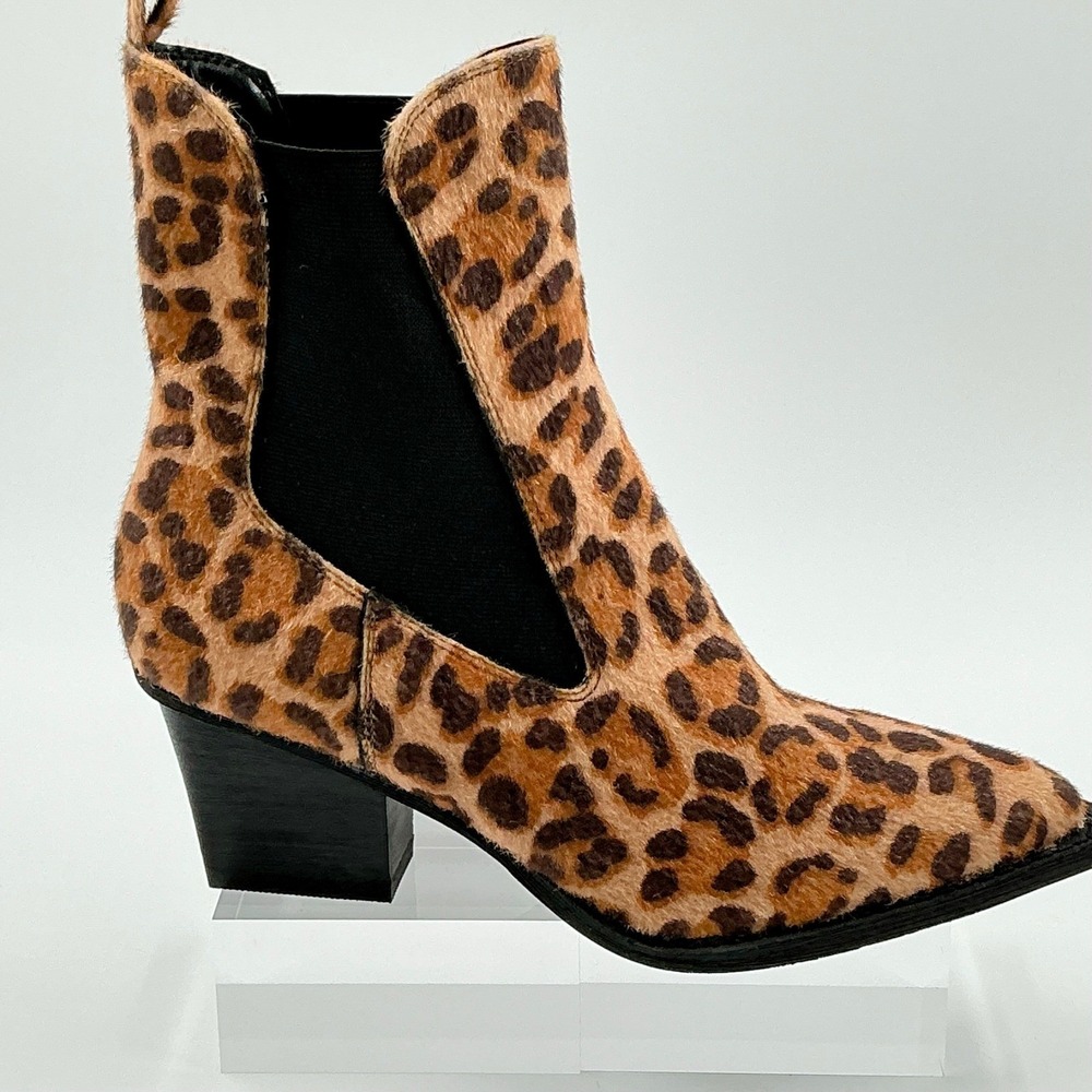 Dolce Vita Size 9 Leopard Print Faux Fur Ankle Boots Pointed NEW Jerico $99